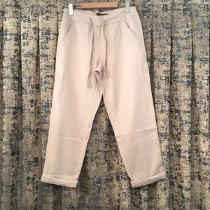 Max Jeans Sand Pleated Tie Paperbag Waist Trousers Size 4